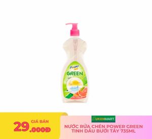 nước rửa chén power green tinh dầu bưởi tây 735ml