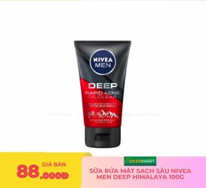 sữa rửa mặt sạch sâu nivea men deep himalaya 100g