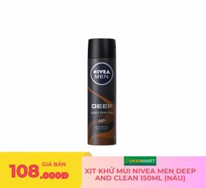 xịt khử mùi nivea men deep and clean 150ml (NÂU)